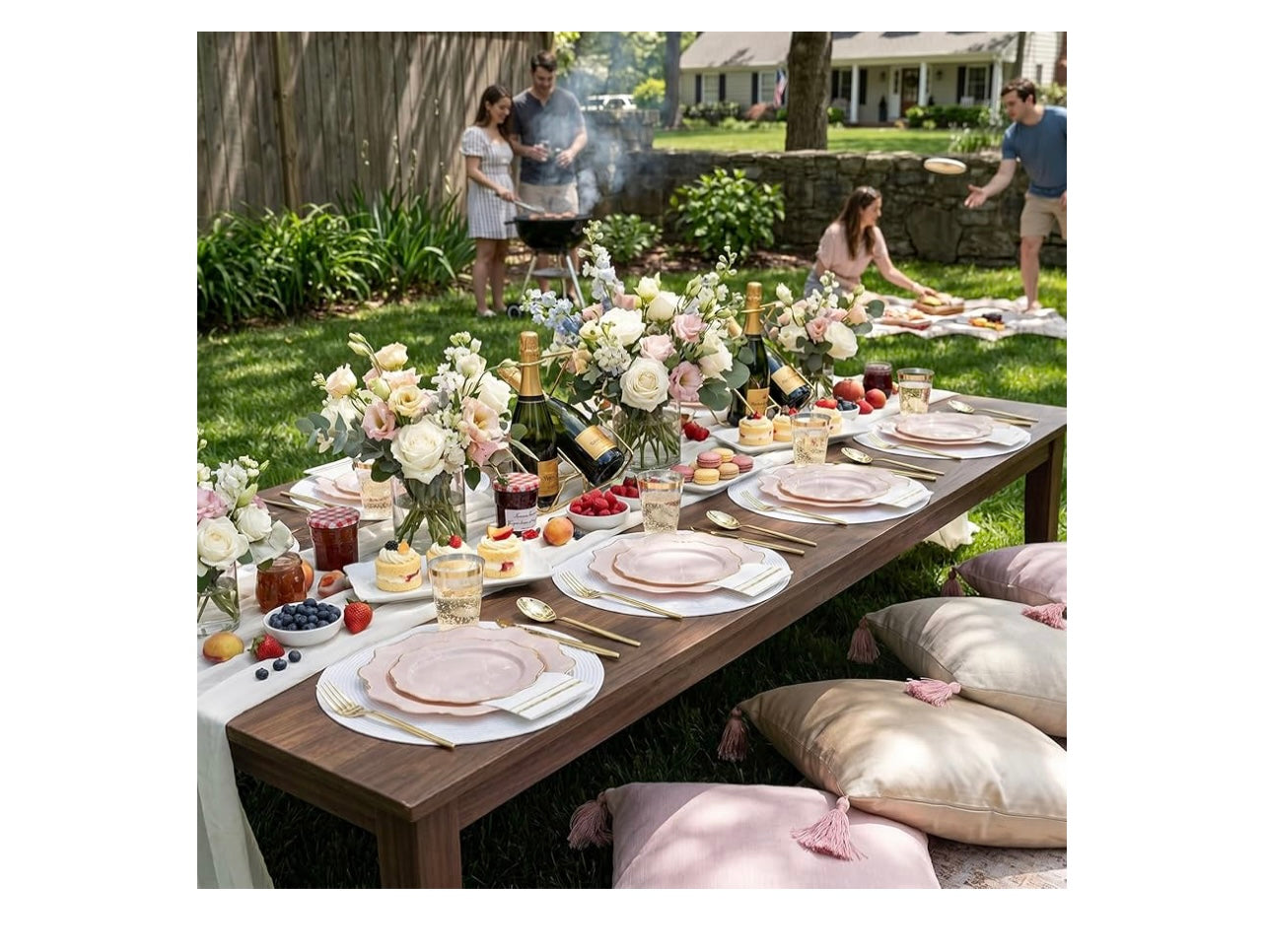 YOUBET 175pc Pink Plastic Dinnerware Set.