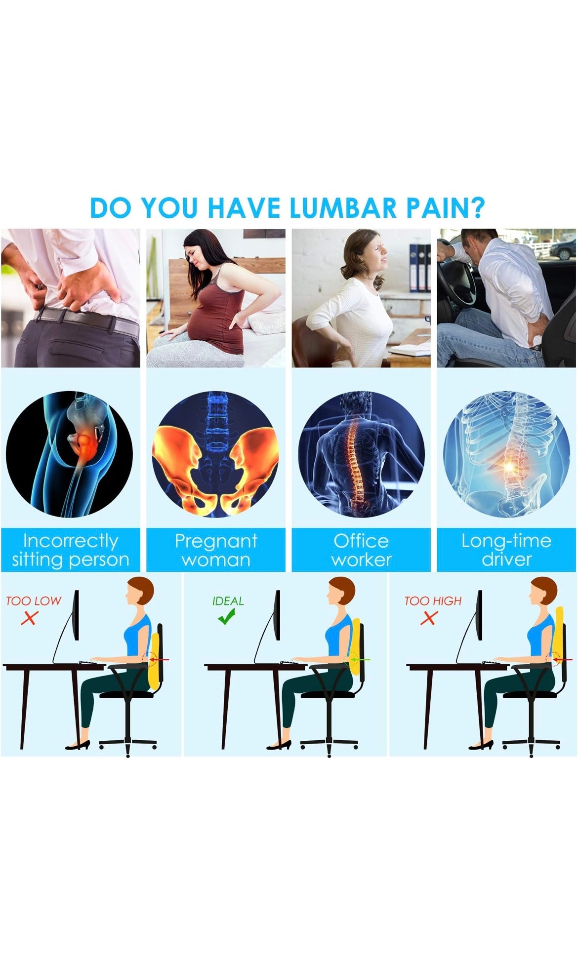 Niceeday lumbar support pillow