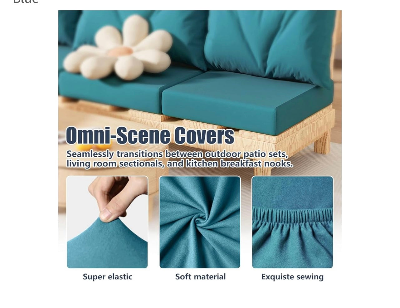 8pcs Patio Stretch Cushion Covers.