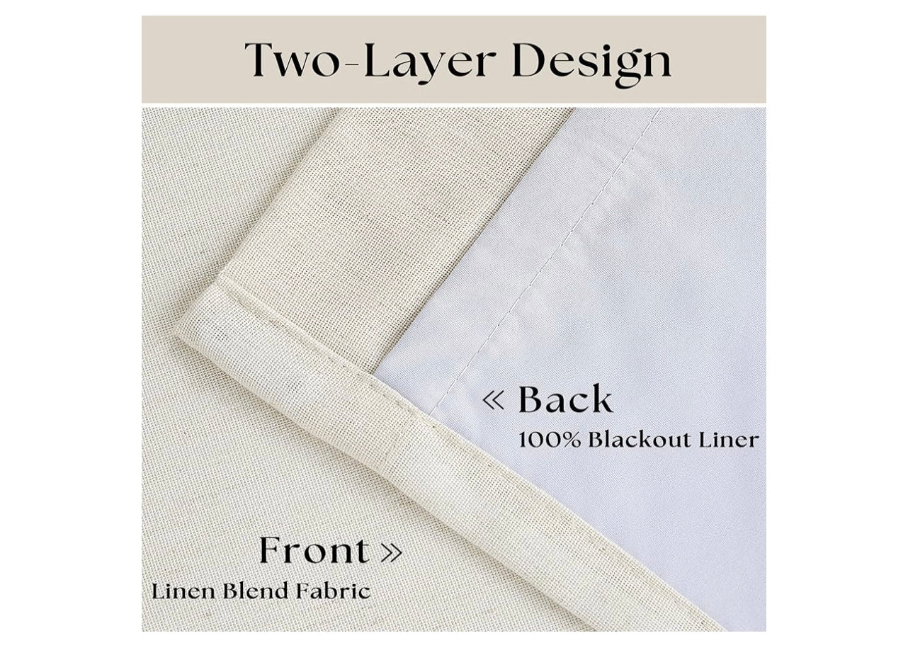 Twodrapes Natural Linen Pinch Pleated Memory Trained Linen Curtains.