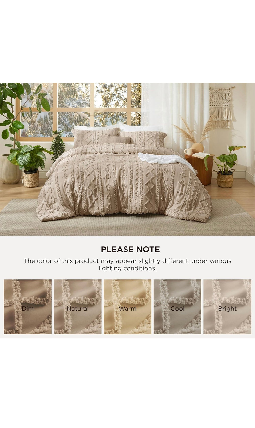 Bedsure tufted boho comforter set king size