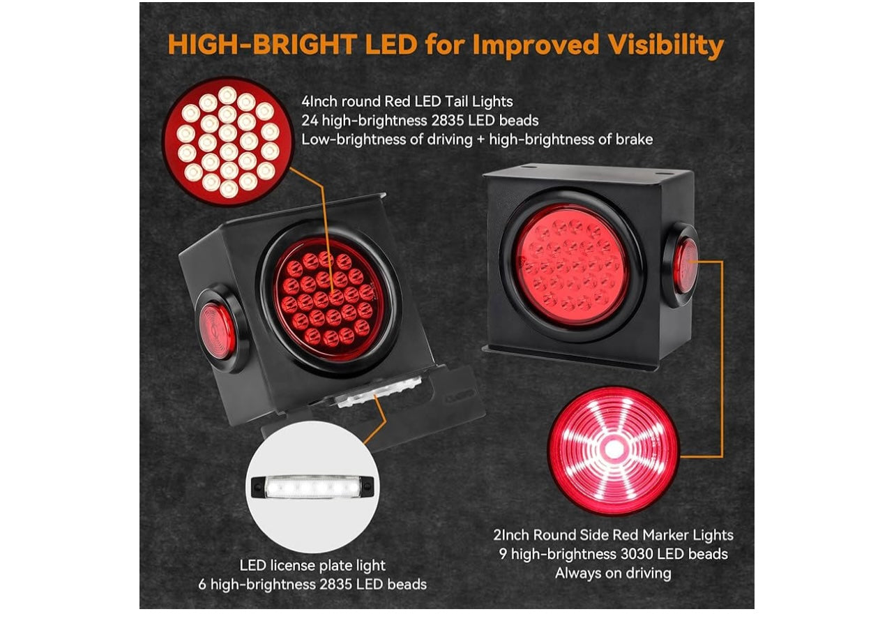 LED Trailer Light Steel Boxes Housing Kit.