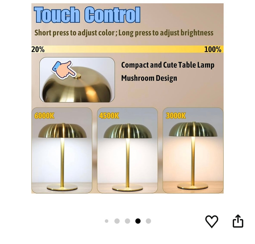 Portable led mushroom table lamp