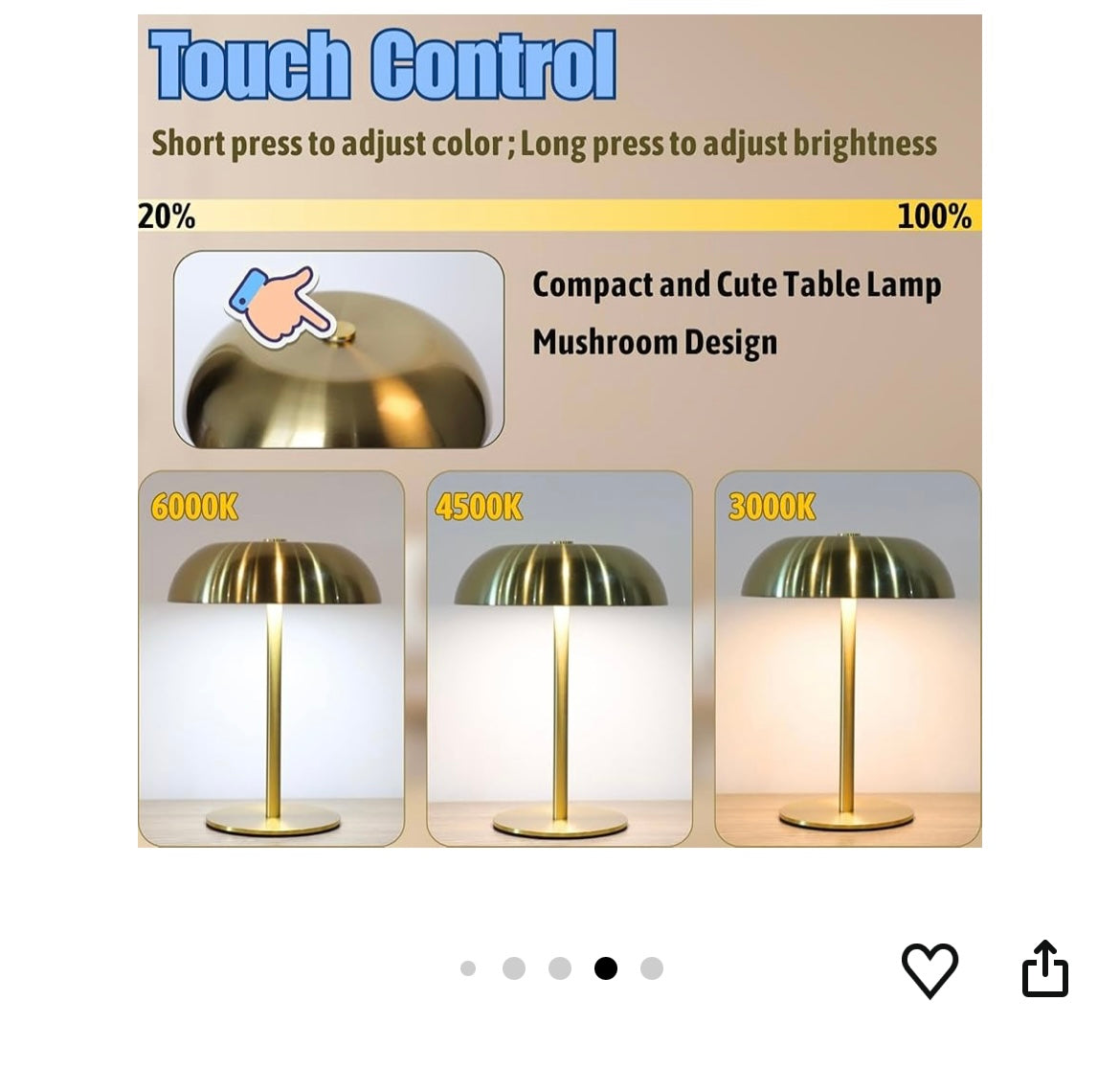 Portable led mushroom table lamp