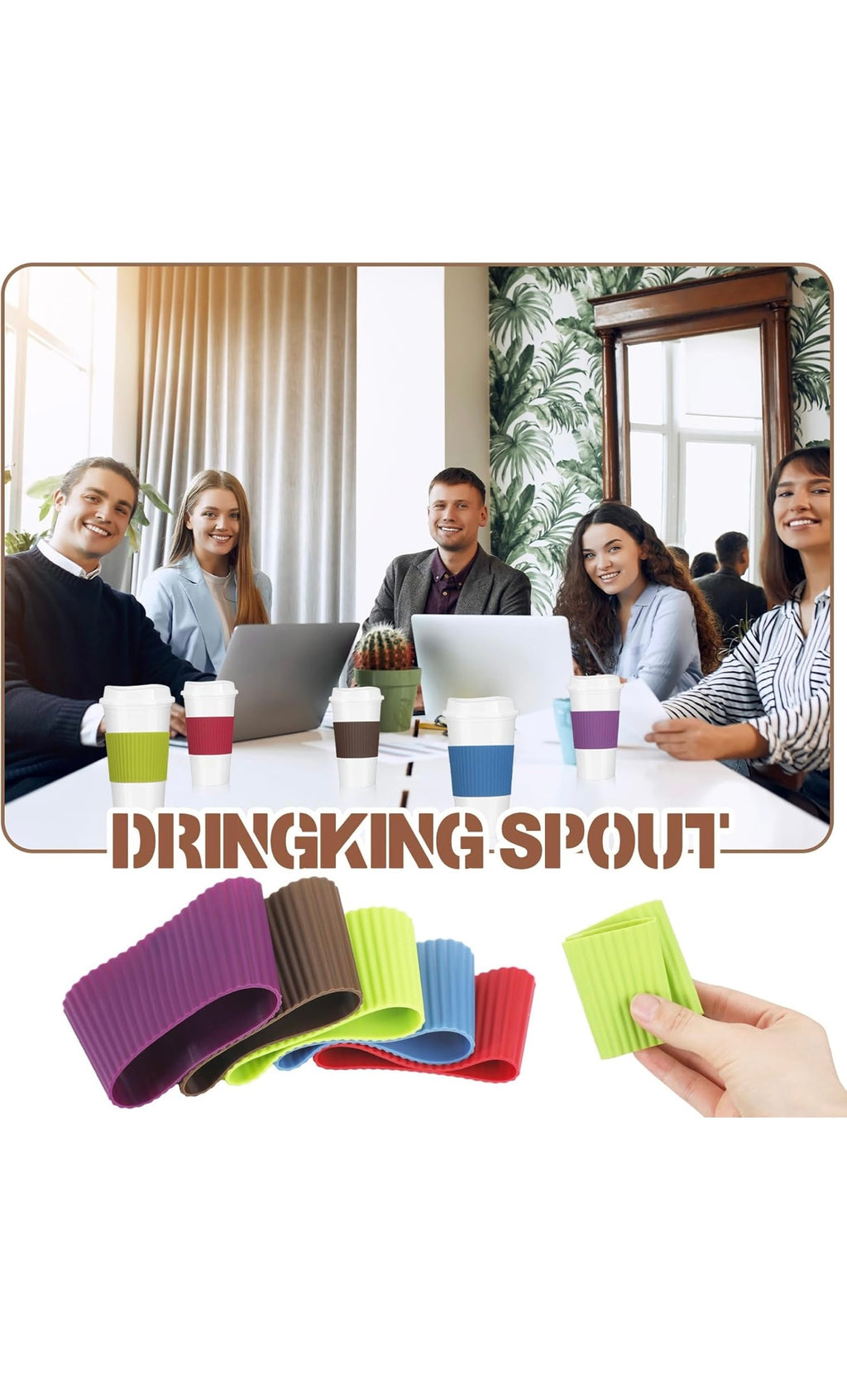 Reusable coffee cups with lids and non slip sleeves