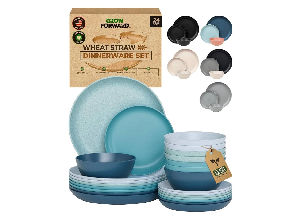 Grow Forward Wheat Straw Dinnerware Set.