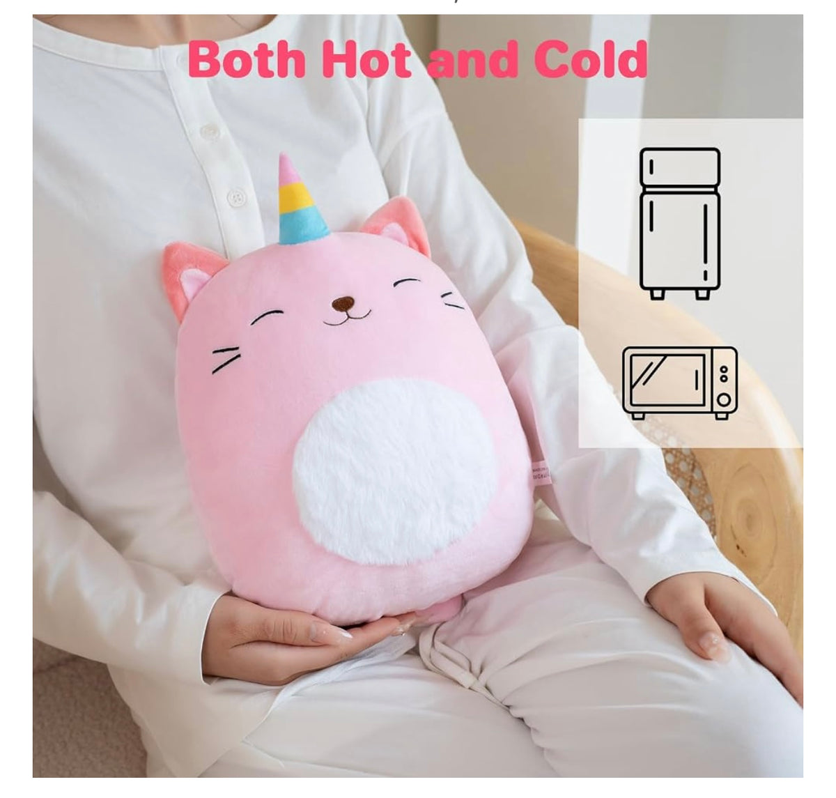 Finebee Unicorn Cat Microwavable Heating Pad for Period Cramps, Cute Unicorn Cat Plush, Weighted Stuffed Animal Warm Gifts for Kids Adults 10 inch, 1.2 lbs