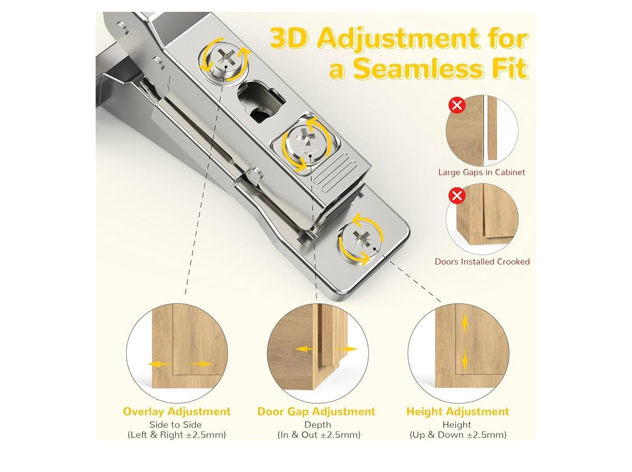Onemake 4 Pack 110 degree Face Frame Insert Cabinet Hinges.