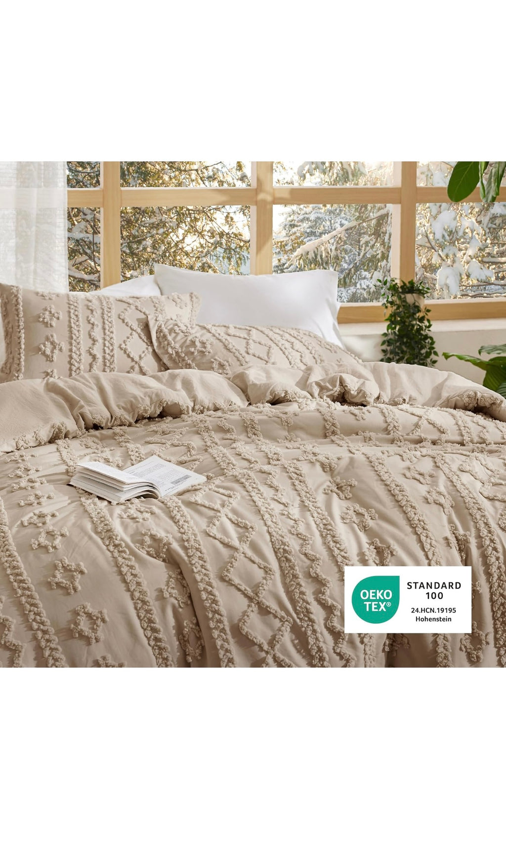 Bedsure tufted boho comforter set king size