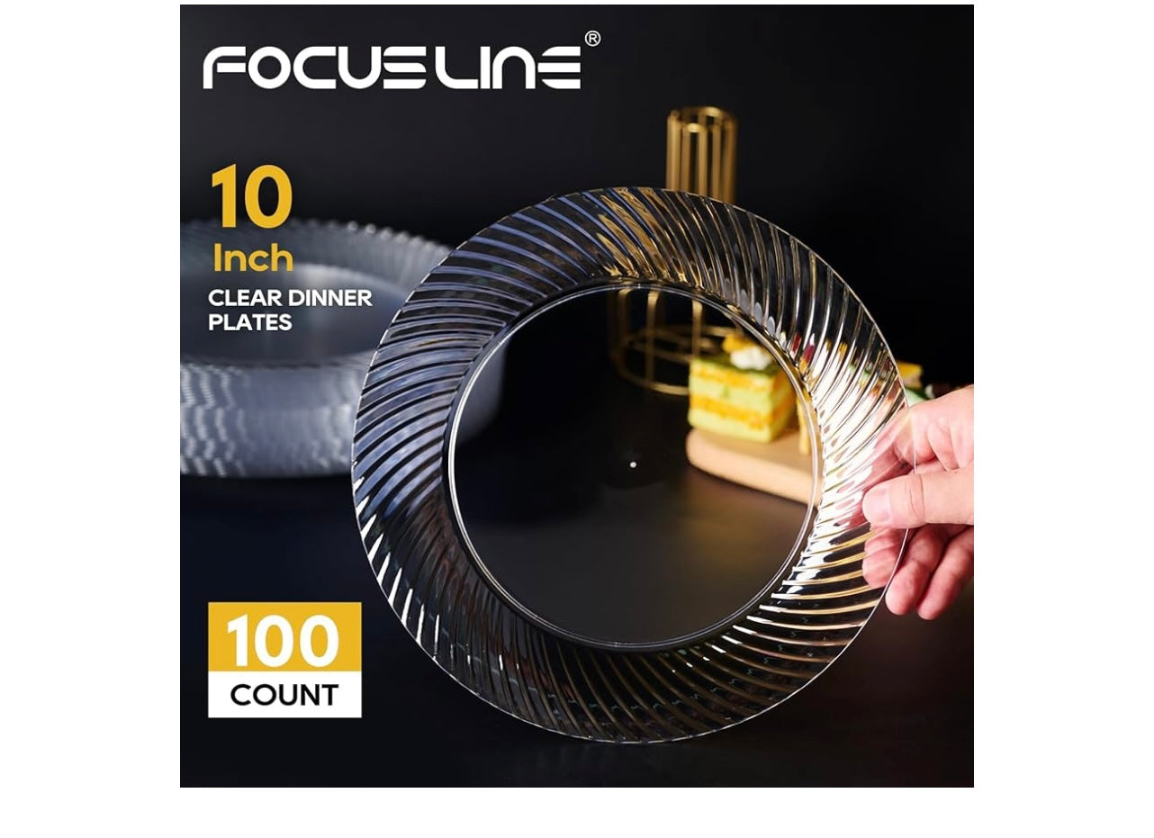 FOCUSLINE Clear Dinner Plates.
