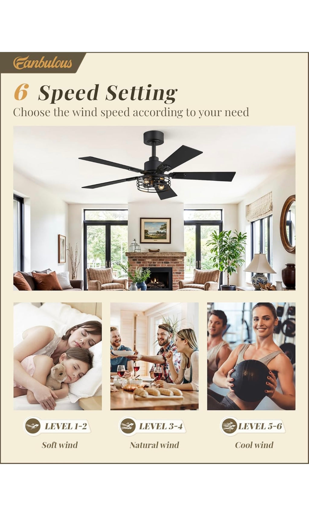 Ceiling fans 42 inch with lights 2 pack
