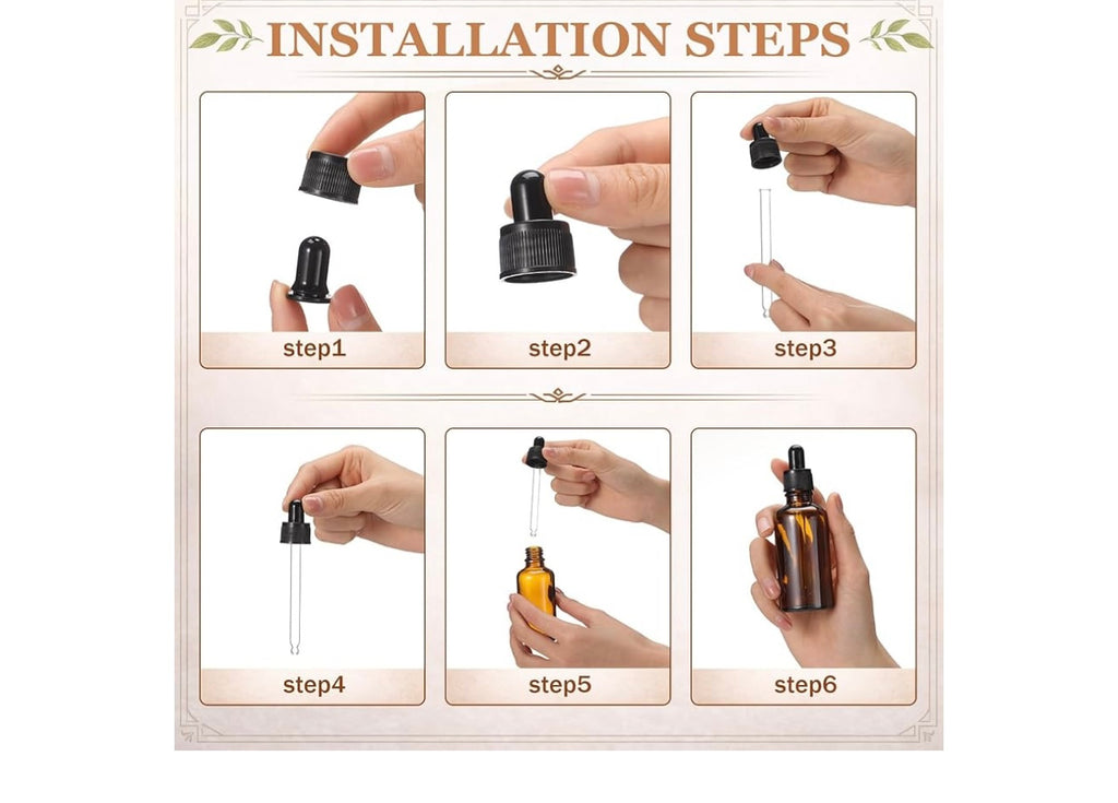 Acellegic 48pcs Amber Glass jars and Dropper Bottles.