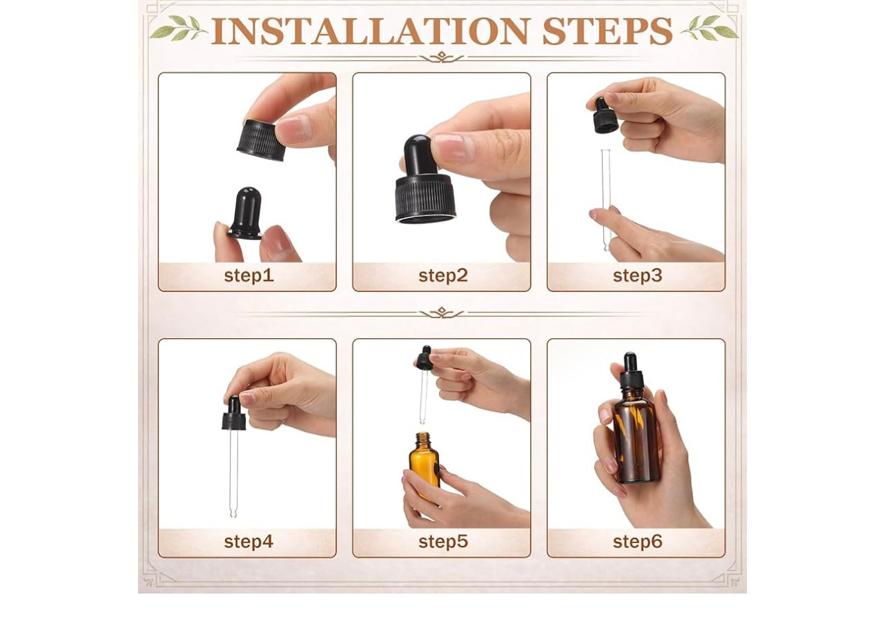 Acellegic 48pcs Amber Glass jars and Dropper Bottles.