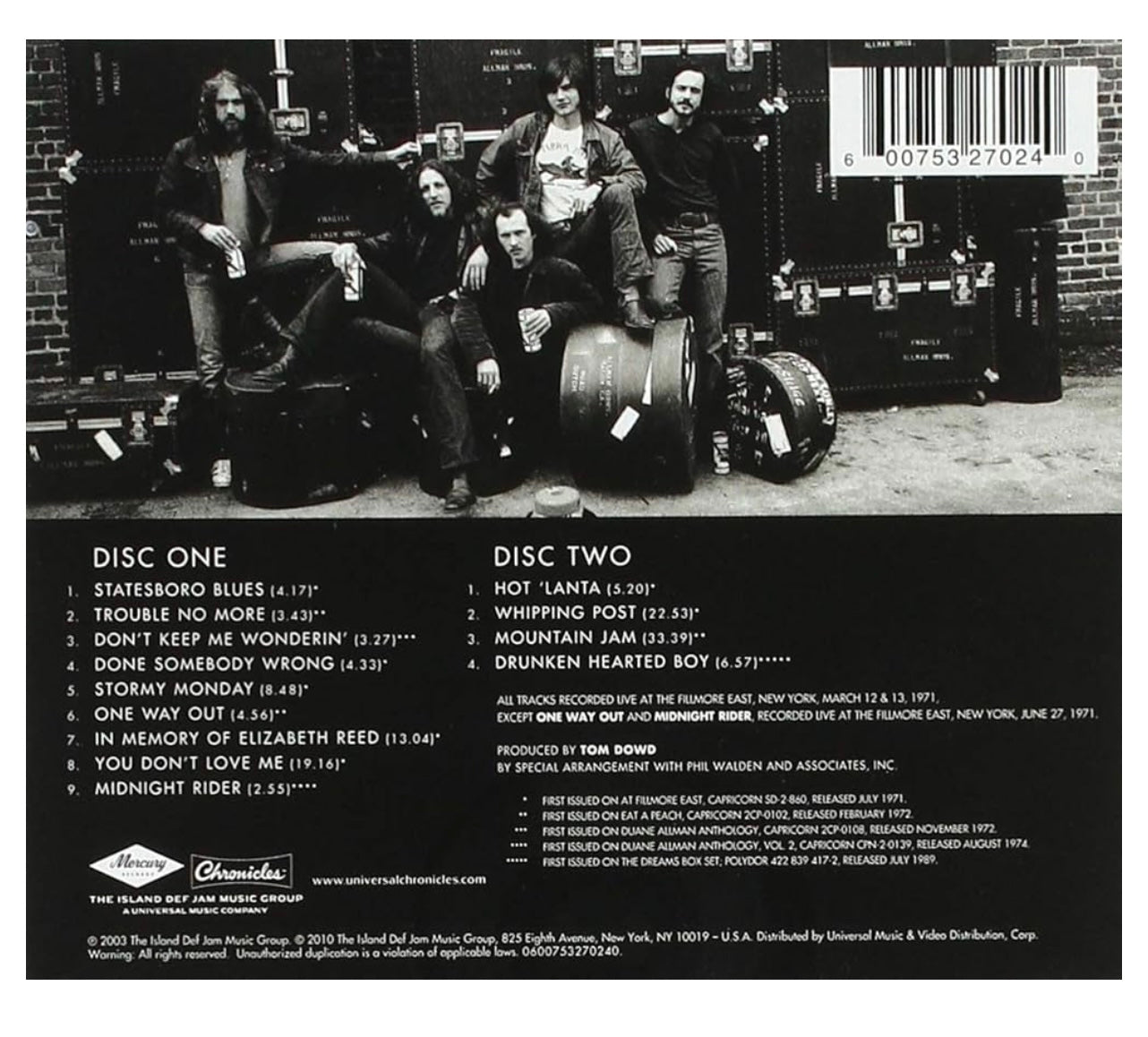 The Allman Brothers Band At Fillmore East Deluxe Edition.