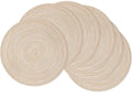 Round Placemats Set of 6 Cotton Polyester Braided Place Mats 15 inch Heat Resistant Washable Table Mats for Kitchen Dining Party Natural Table Decor (Beige, 6)