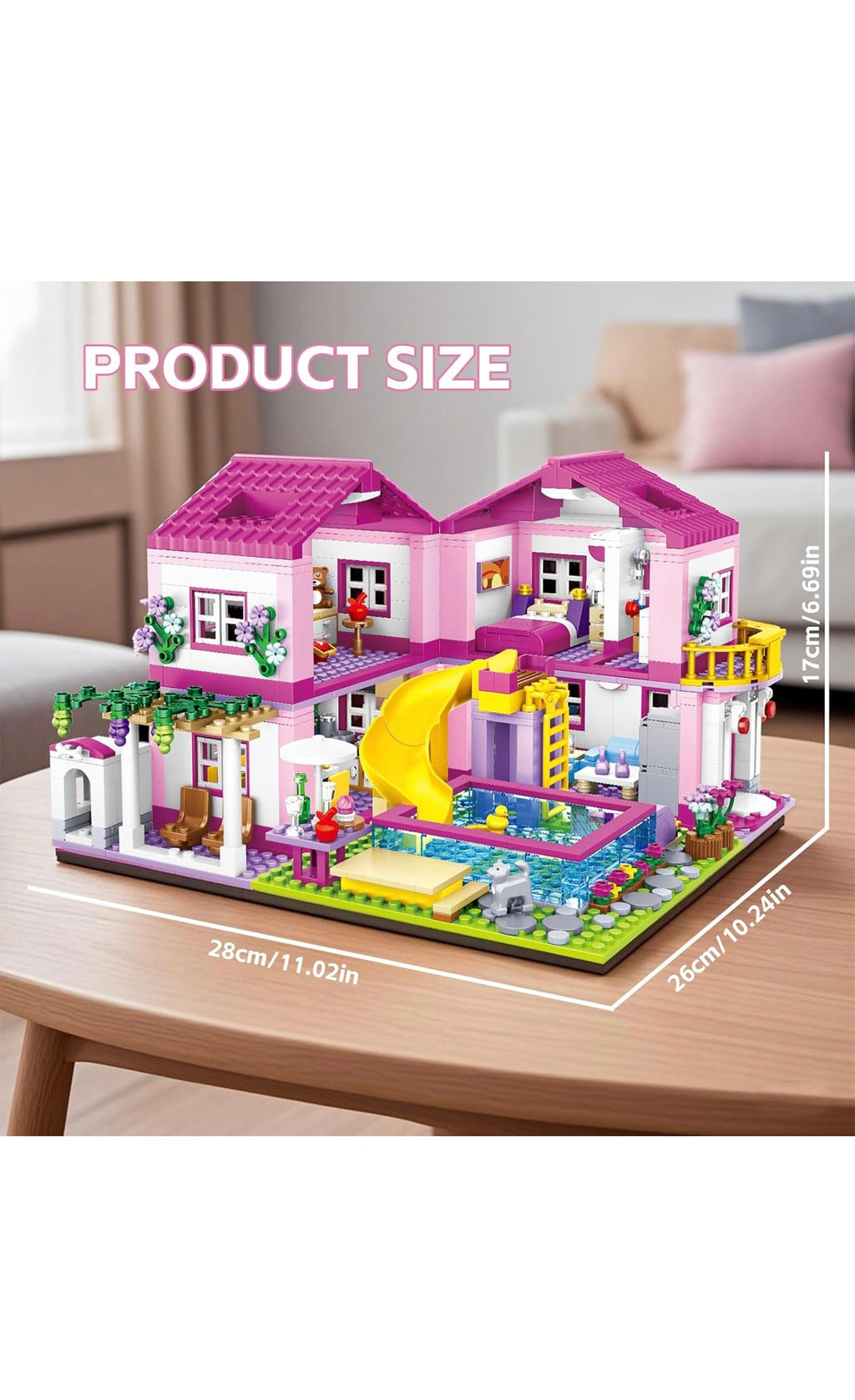 Csnrhg pink summer pool villa building bock set
