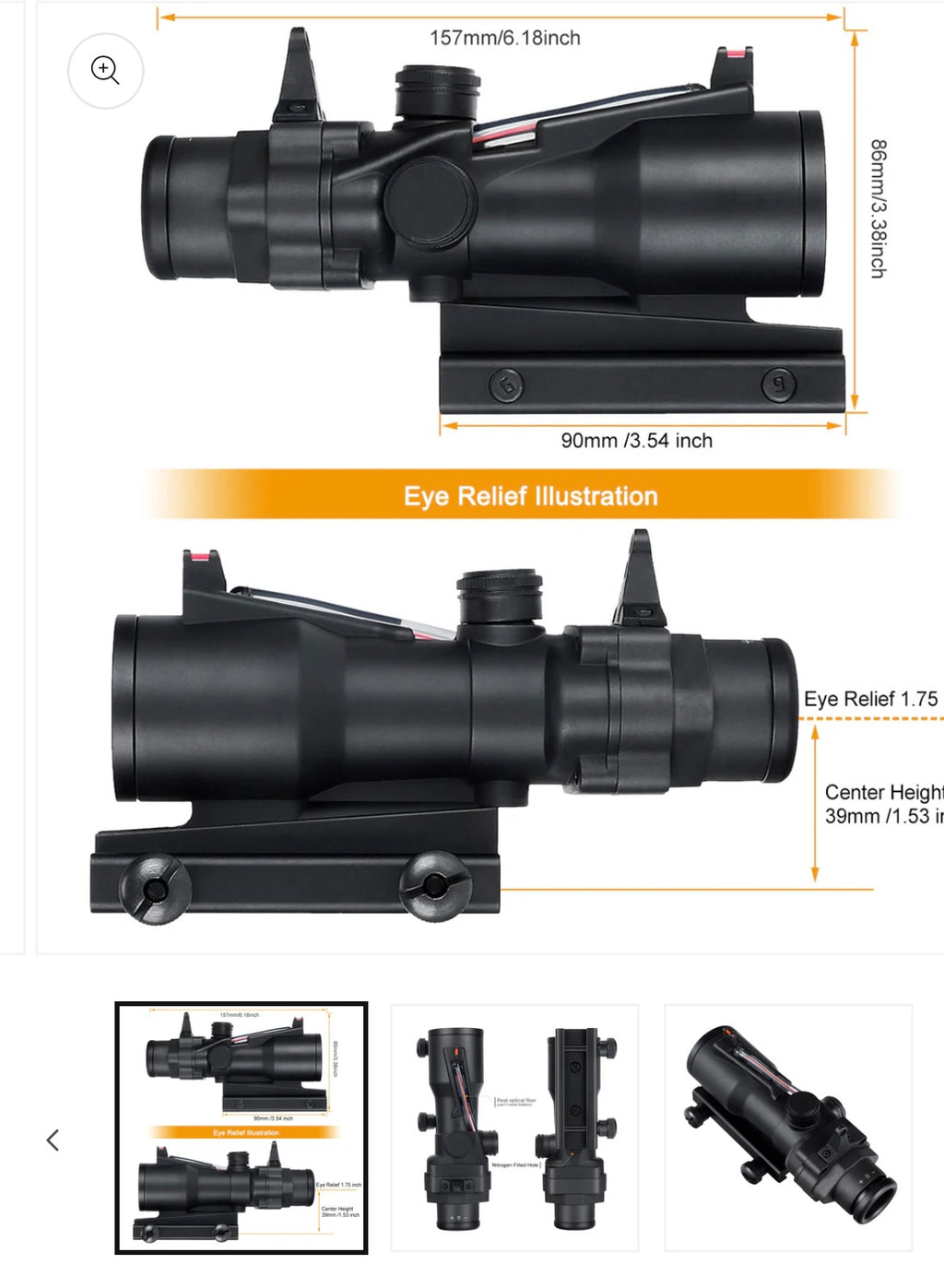 Onhunt 4x32 Prism Scope With Red Optic Fiber.