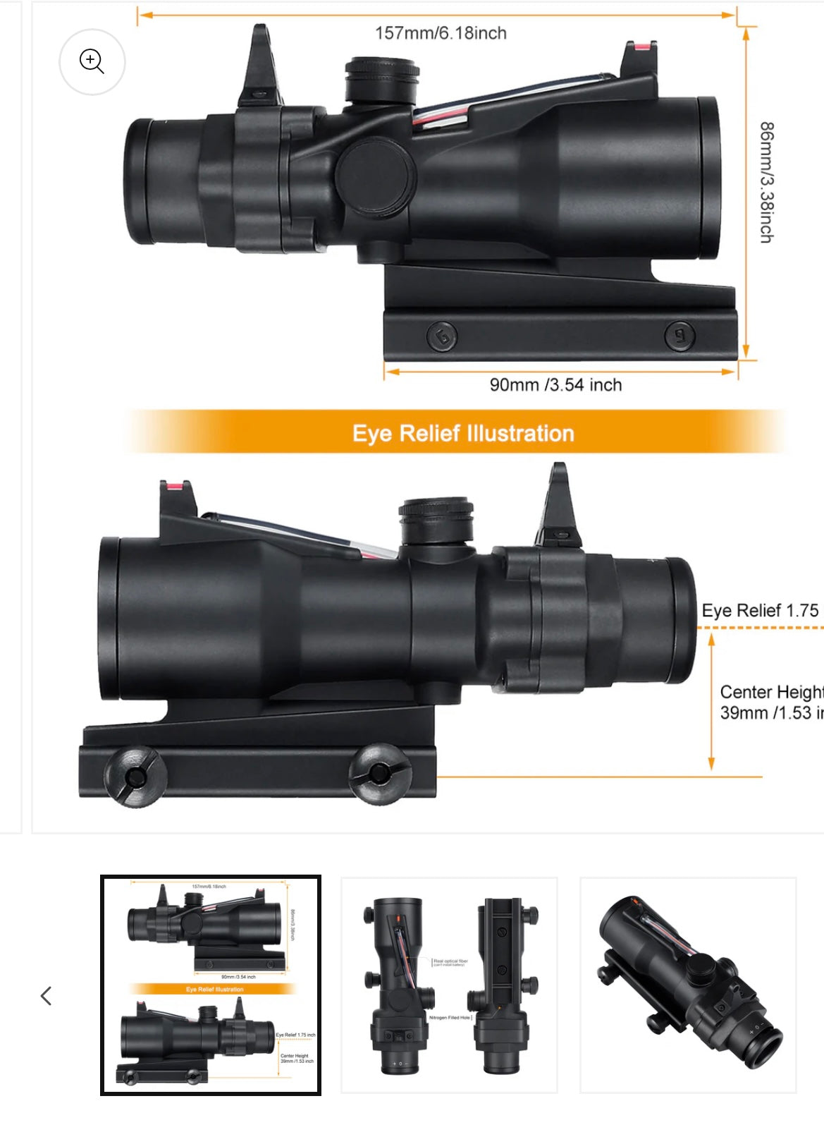 Onhunt 4x32 Prism Scope With Red Optic Fiber.