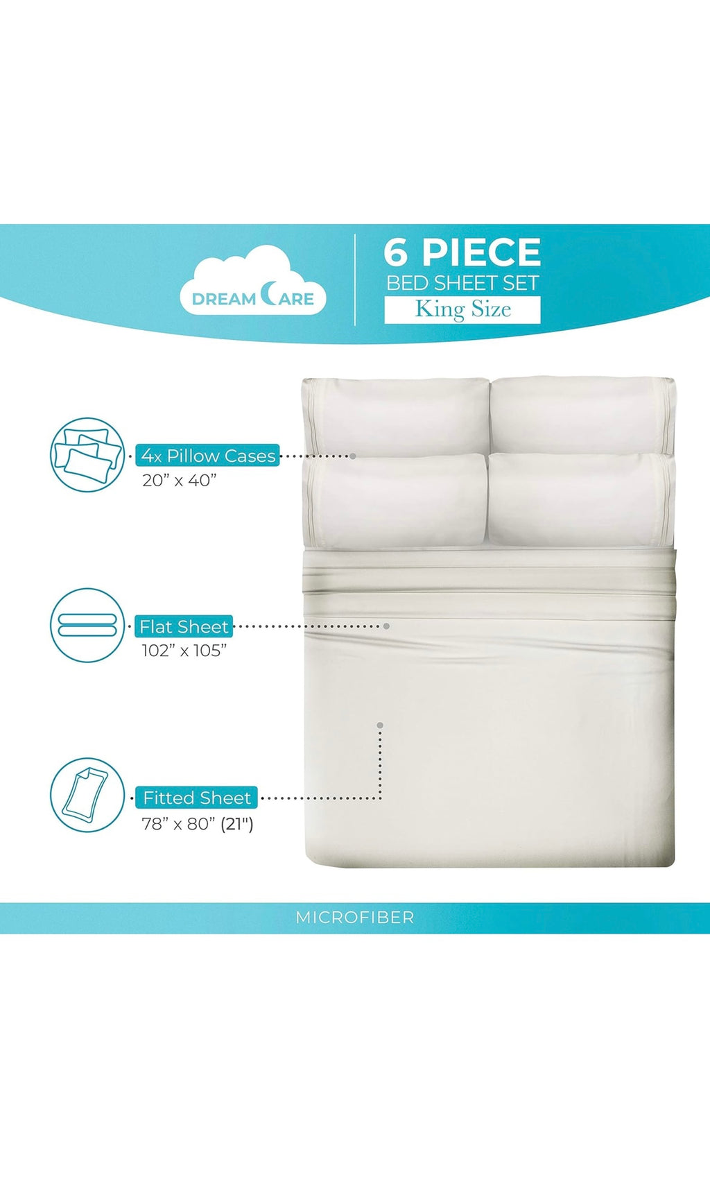 Dreamcare king size sheet set 6 pcs