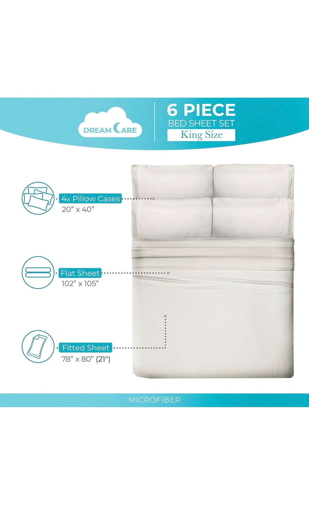 Dreamcare king size sheet set 6 pcs