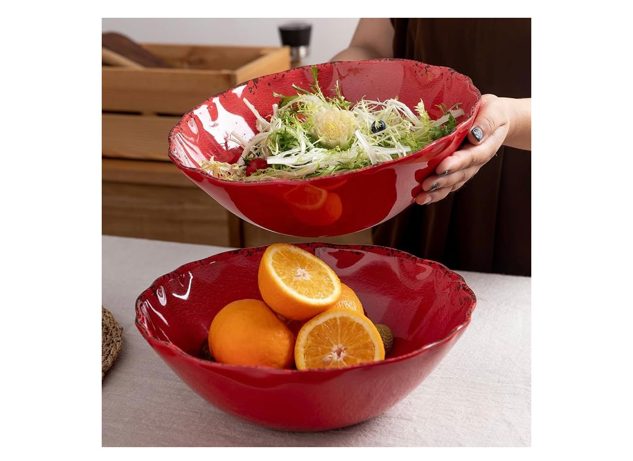 Rustic Crackle Melamine Serving Bowls.