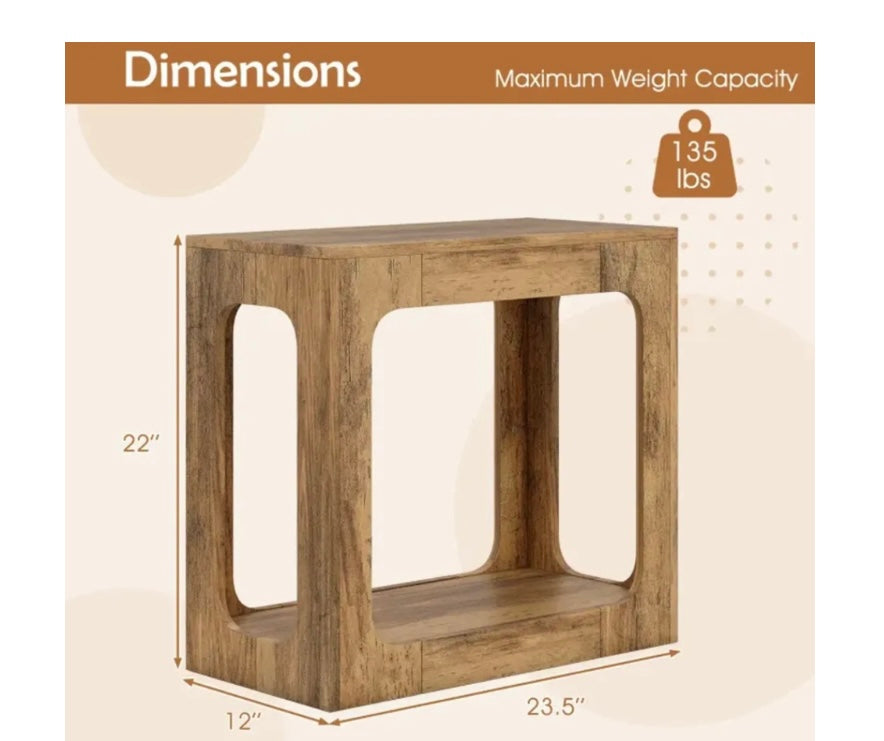 2-Tier End Table With Storage Shelf For Living Room.