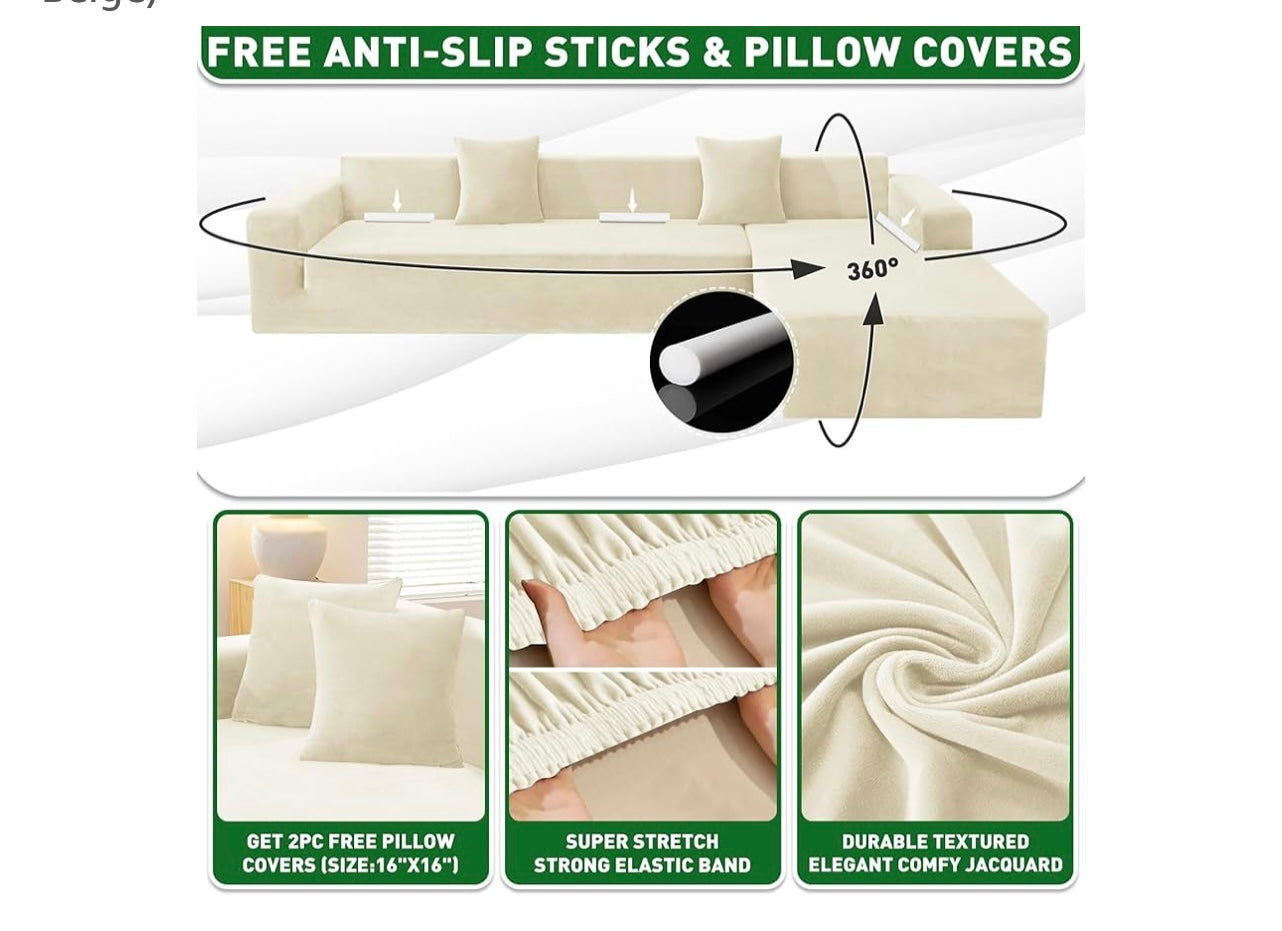 ZNSAYOTX 3 piece Velvet Sofa Slipcover.