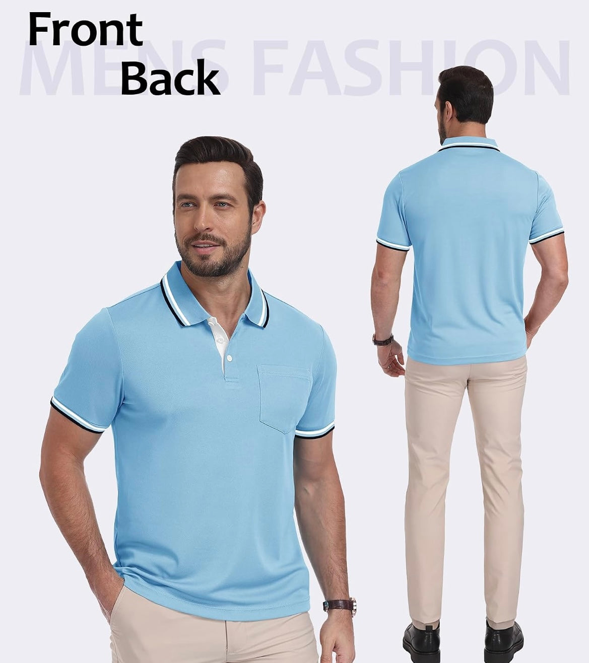 Men Polo Shirts Short Sleeve Athletic Golf Polos with Pocket