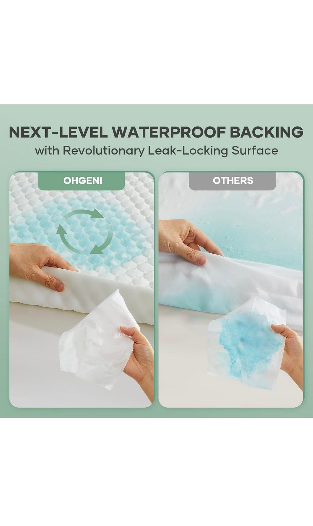 Ohgeni 100% waterproof queen size mattress protector