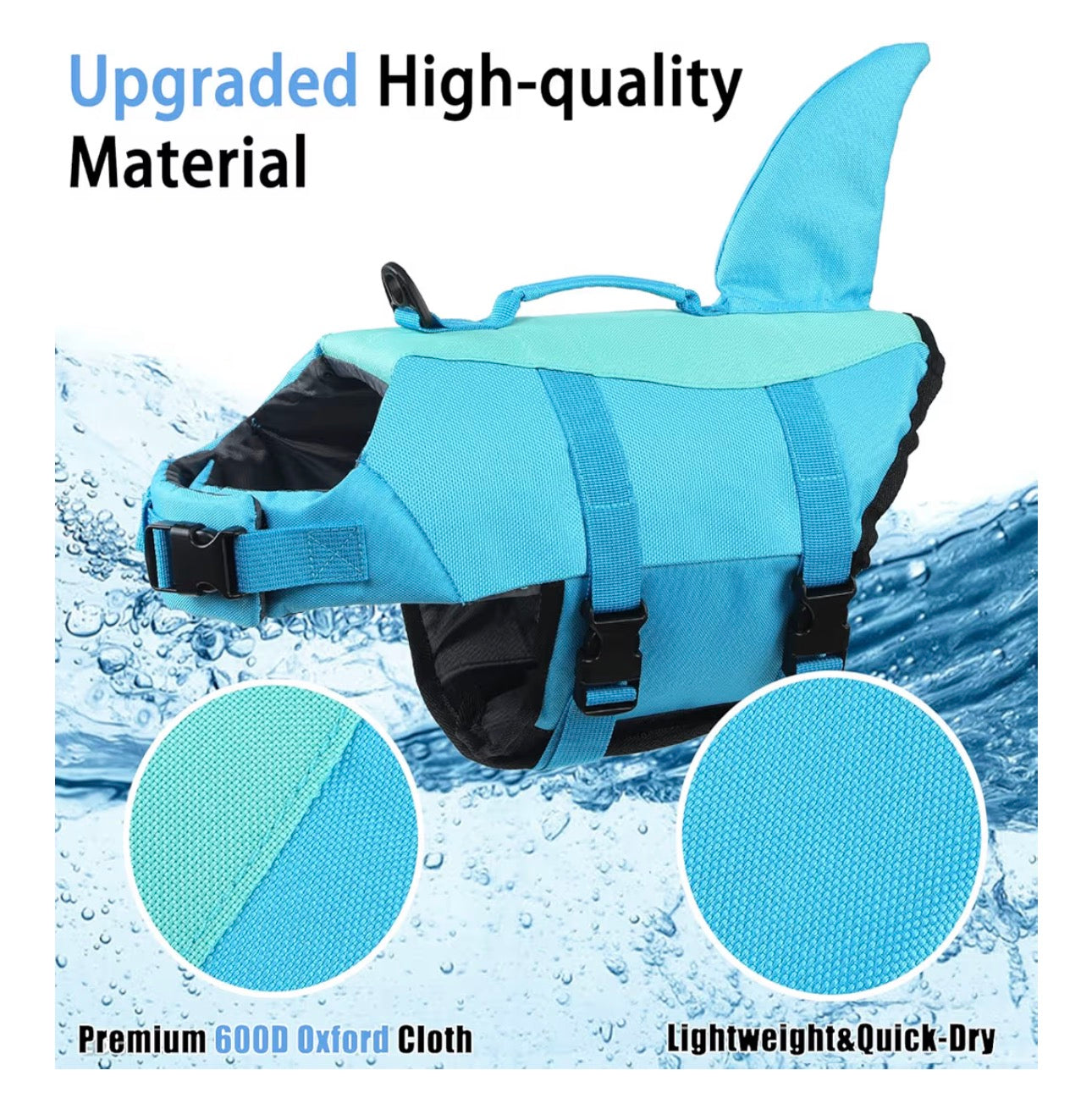 Dog Life Vests, Dogs Floats for Swimming, Boat, Pool, Ripstop Dog Life Jacket with High Buoyancy and Lift Handle for Small and Medium Breeds, (M,Pool Blue)