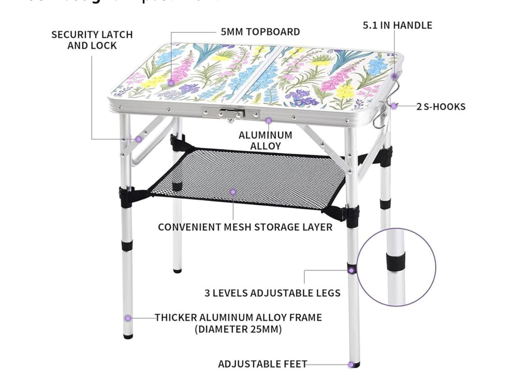 Yriuat Foldable Camping Table.