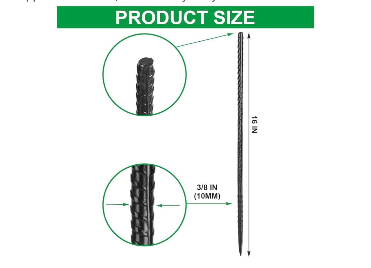 Starvast 20pcs 16inch Rebar Ground Stakes.