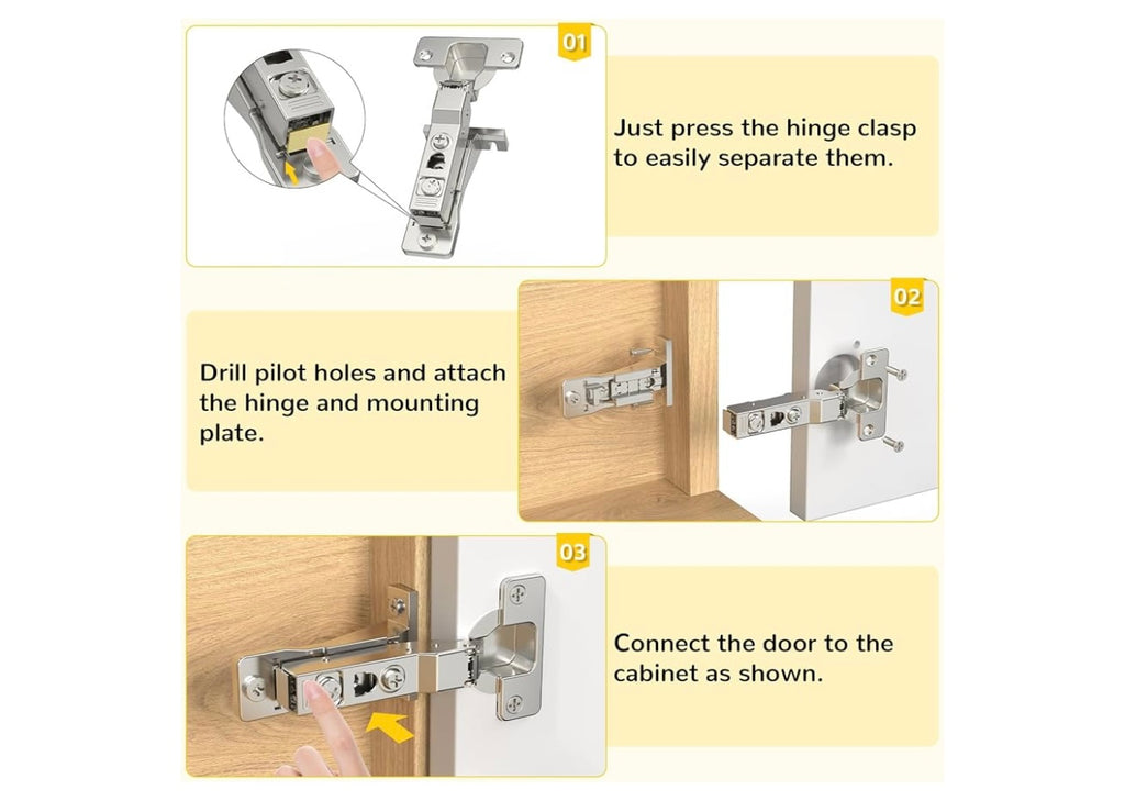 Onemake 4 Pack 110 degree Face Frame Insert Cabinet Hinges.