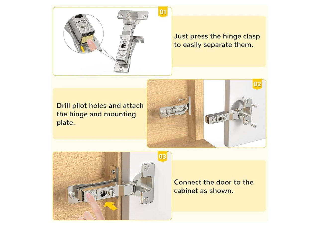Onemake 4 Pack 110 degree Face Frame Insert Cabinet Hinges.