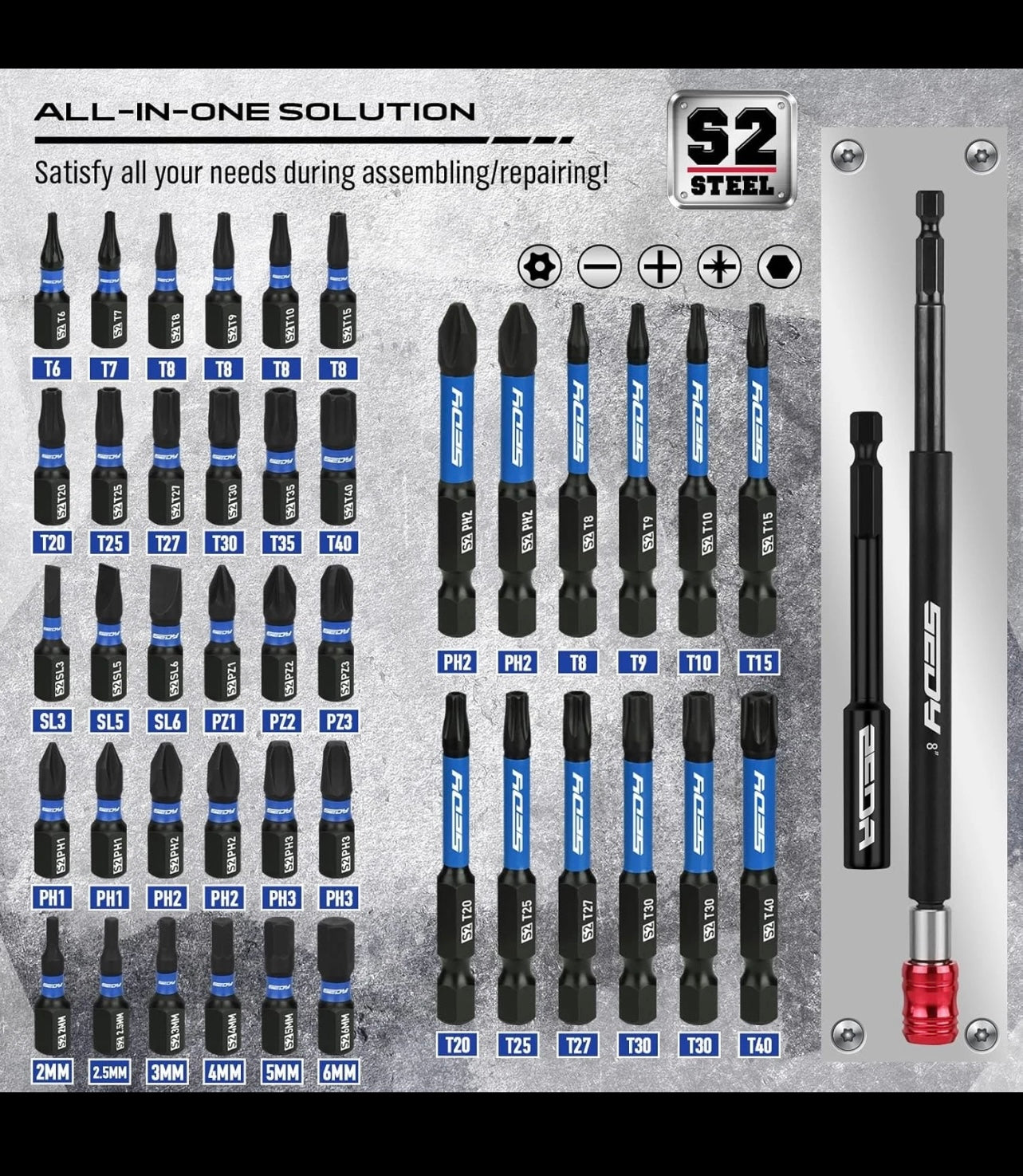 SEDY 80-piece Meteic and SAE 1/4” Magnetic Nut Driver Set.