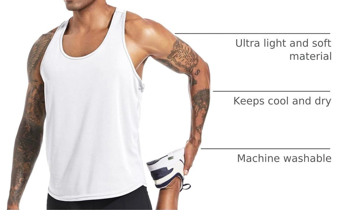 Boyzn Men's 5 Pack Y-Back Workout Tank Tops, Athletic Muscle Gym Tank Tops, Fitness Bodybuilding Sleeveless T-Shirts