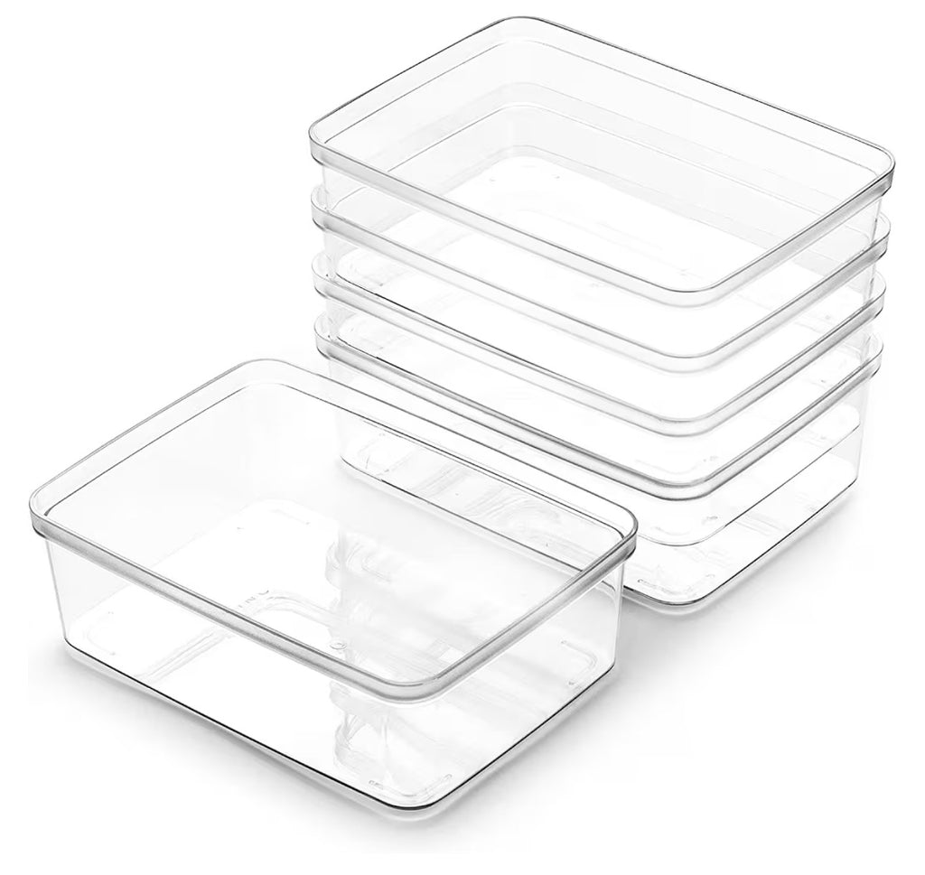 BINO | Plastic Storage Bins, X-Small - 5 Pack | THE LUCID COLLECTION | Multi-Use Built-In Handles BPA-Free Clear Storage Containers | Fridge Organizer | Pantry & Home Organization