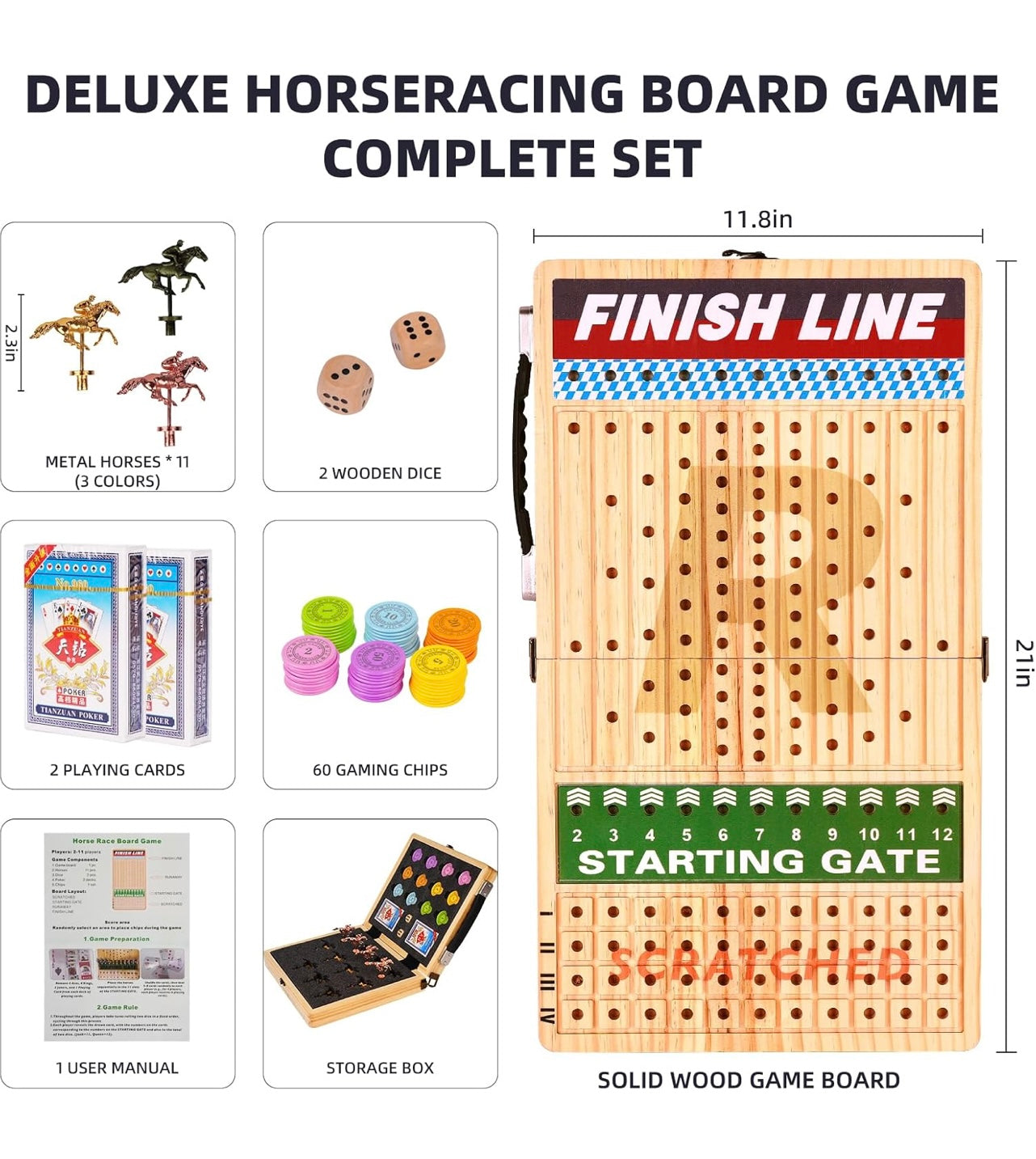 Silkchio 21” Large Horse Race Board Game.