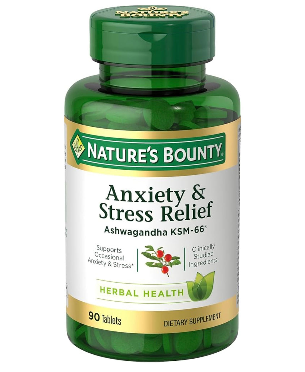 Nature's Bounty Stress Relief, Ashwagandha KSM-66, 50Count
Supports Occasional Stress Relief, Dietary Supplement, 2 Tablets per Day, Vegetarian Tablets, Gluten Free Exp 10/2026.