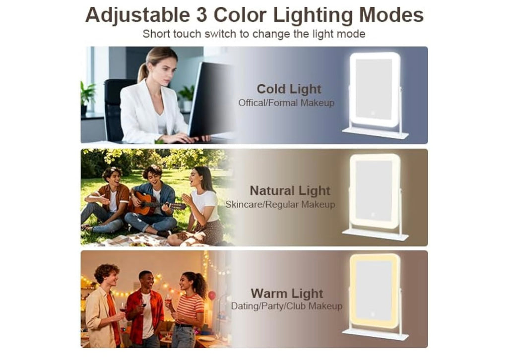 Yekkopt Small Desk Mirror with Lights.