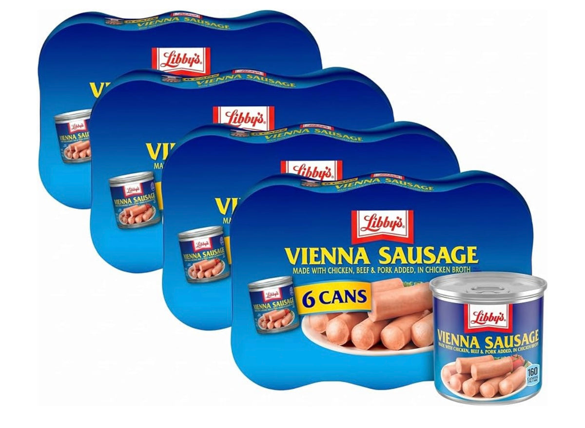 Libby's Vienna Sausage, Ready to Eat Canned Meat, 10g Protein Per Serving, 4.6 oz. Can (Pack of 24).