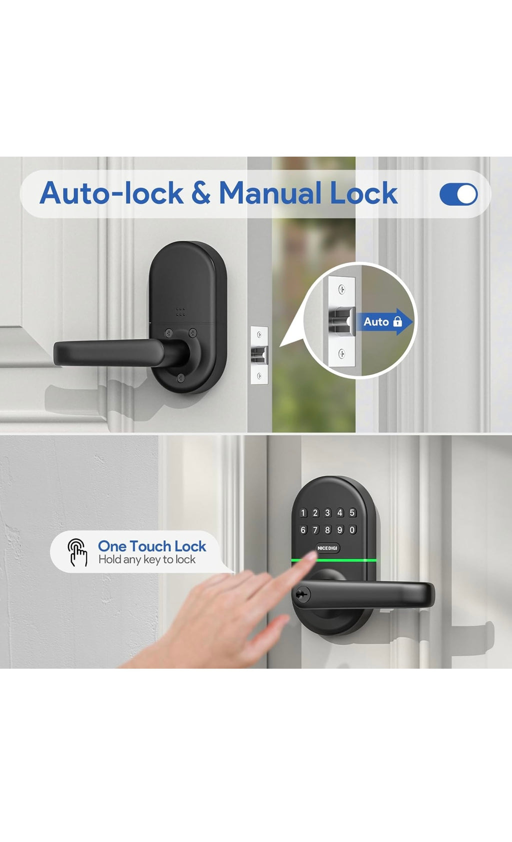 Keypad door lock with handle