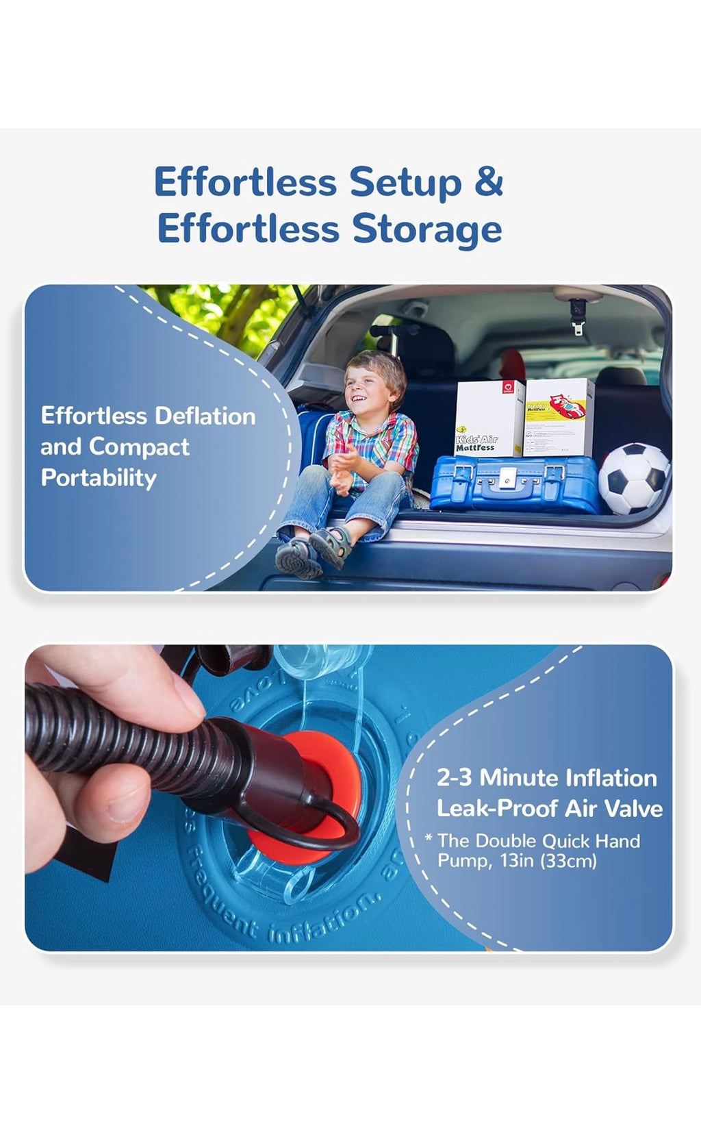 Inflatable toddler travel bed