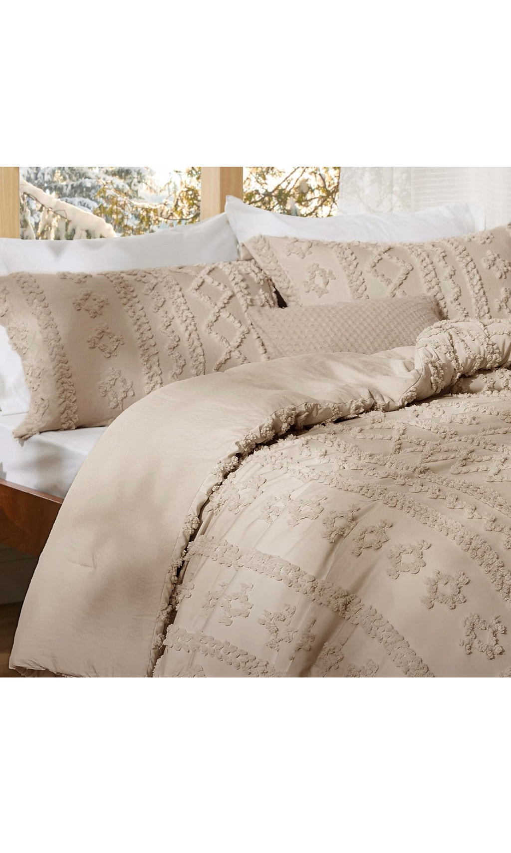 Bedsure tufted boho comforter set king size