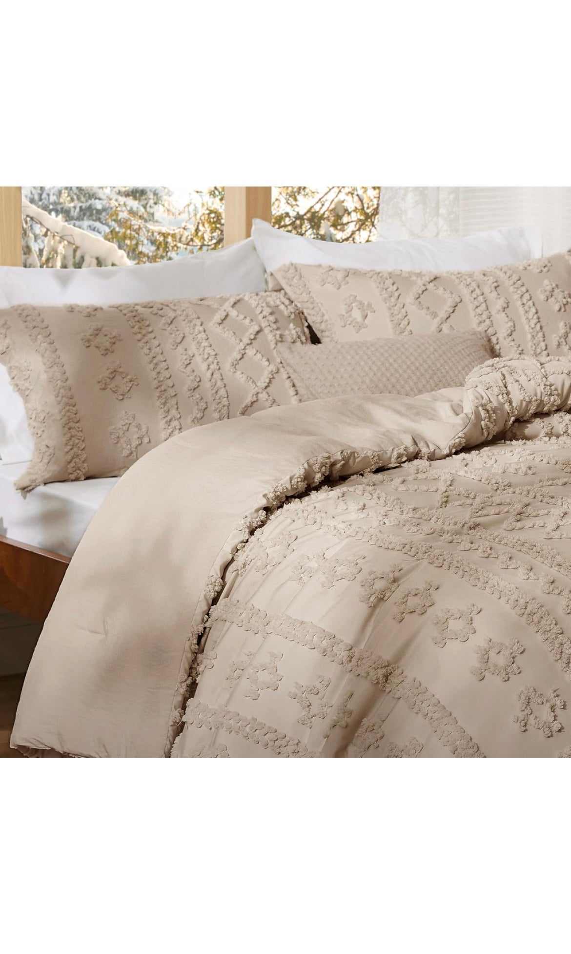 Bedsure tufted boho comforter set king size