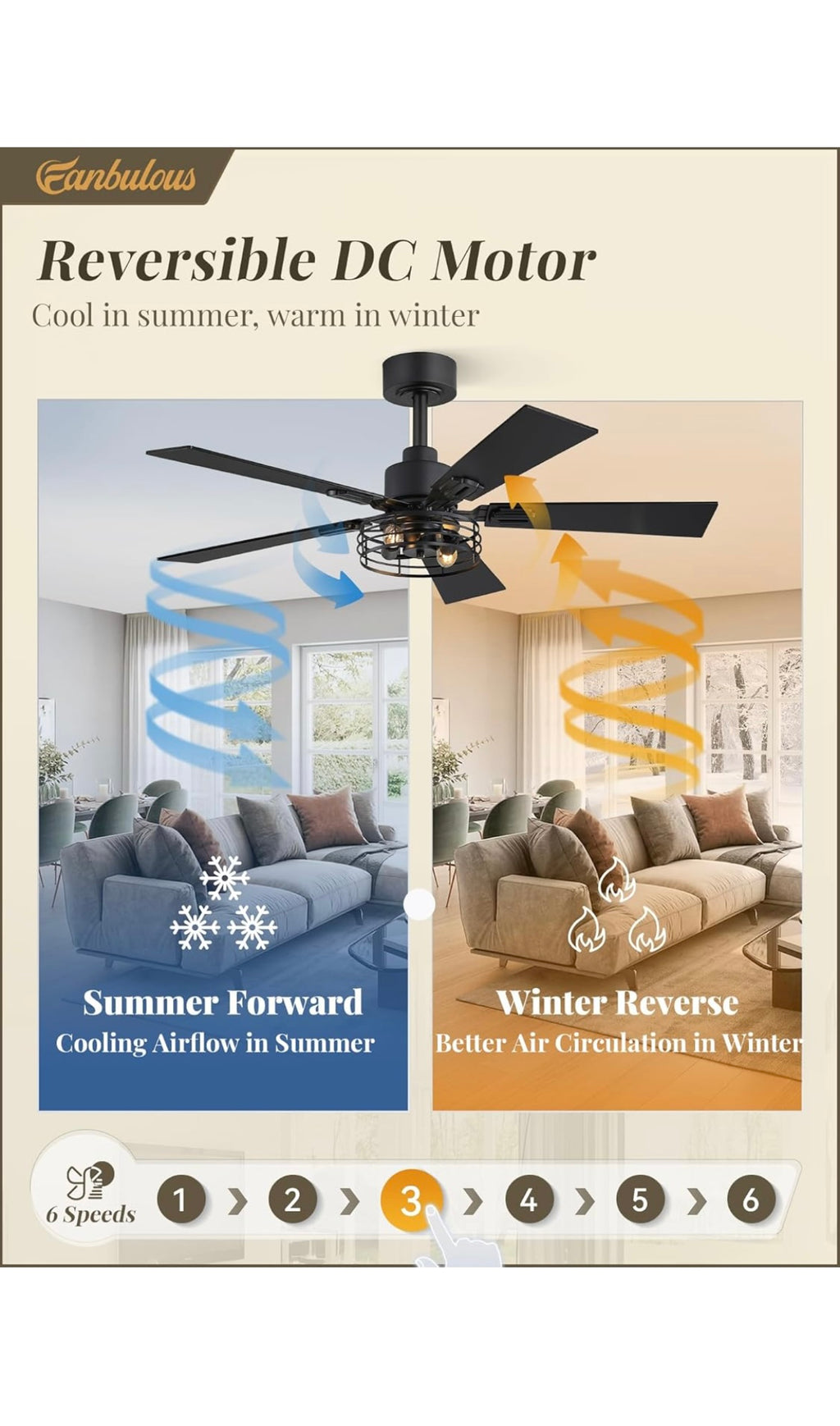 Ceiling fans 42 inch with lights 2 pack