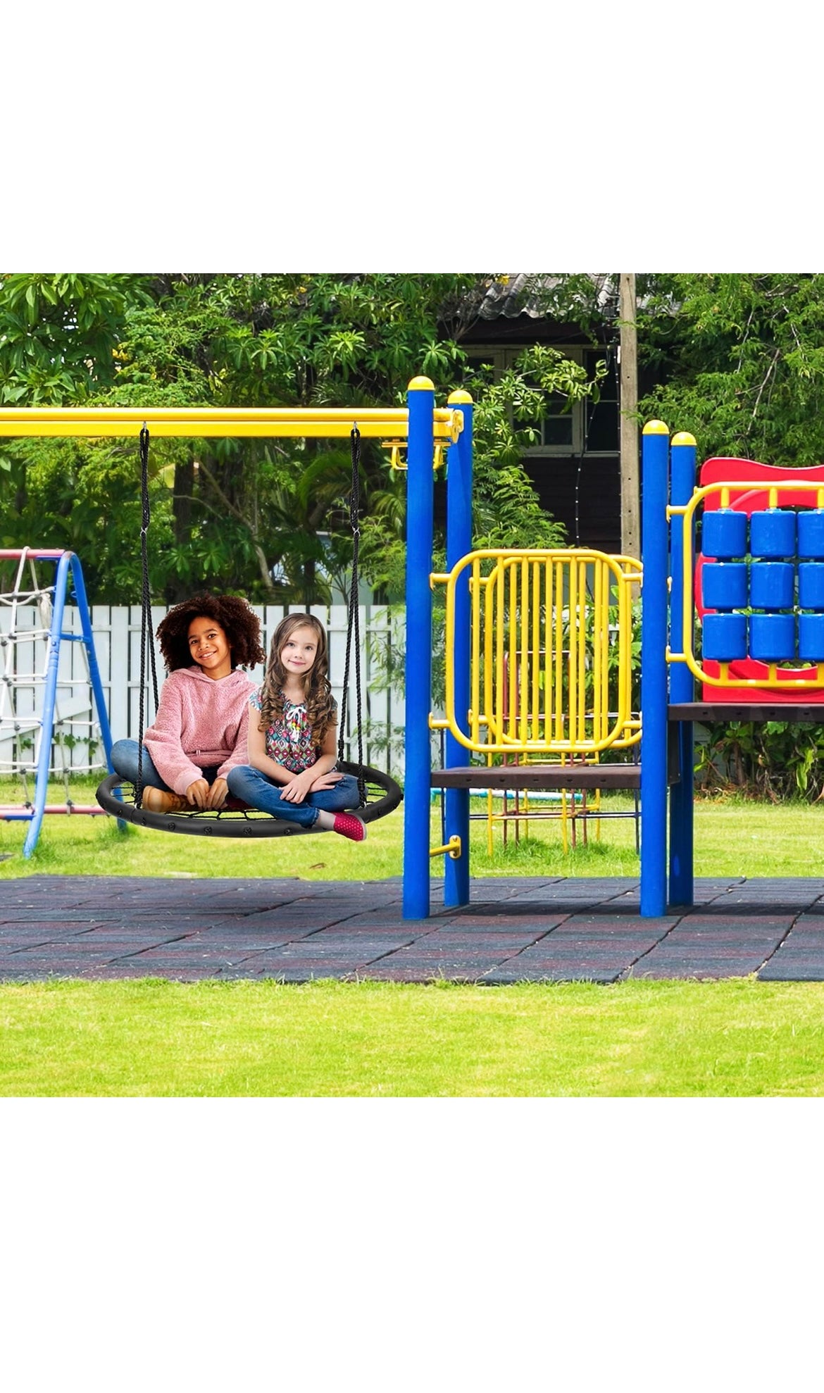 Tree swing web spinner net swing