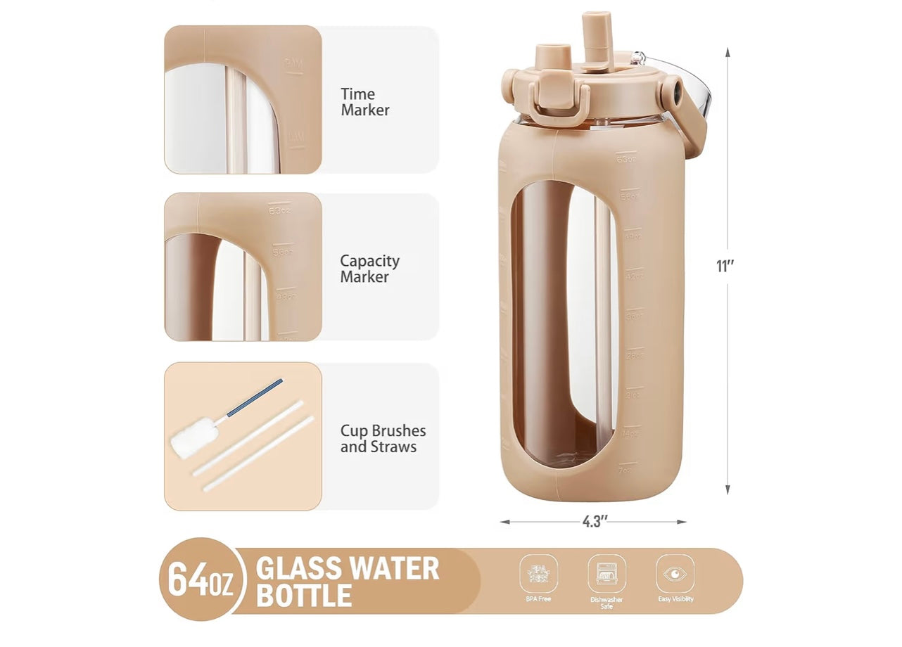64oz Glass Water Bottle.