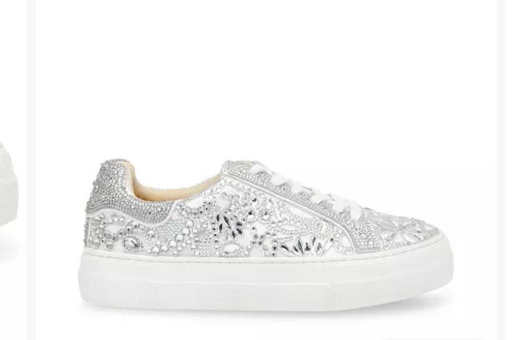 Betsey Johnson Women's Reily Rhinestone Lace-Up Sneakers. Size 9.5