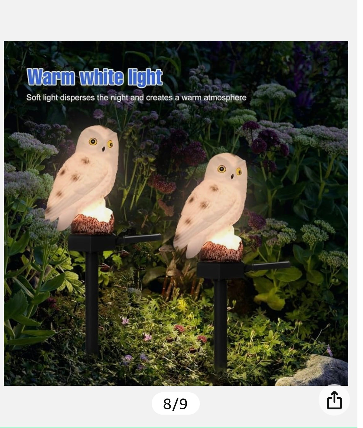 Solar owl garden light